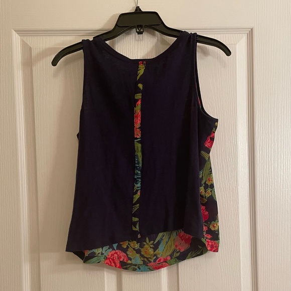 ANTHROPOLOGIE Navy Floral Print Tank Top - Picture 7 of 10